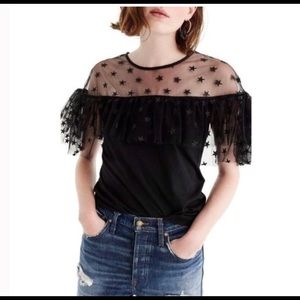 JCREW Black Short-sleeve Star Top